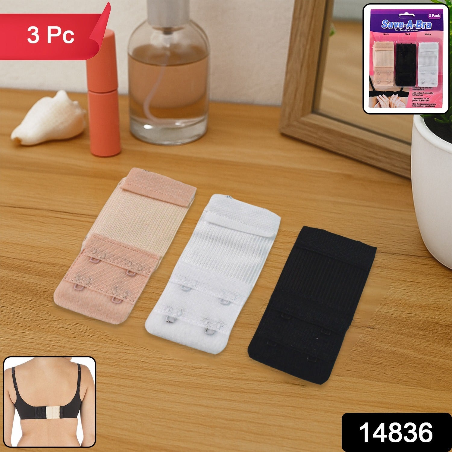 Adjustable 3-Piece Bra Extender Set with 2-Hook Adjustable 3-Piece Bra Extender Set with 2-Hook